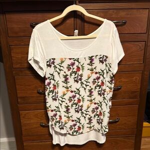 Floral Embroidered White Top
